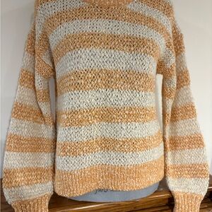 MADEWELL Women’s oversized knit Striped Orange and Cream Sweater size XXS